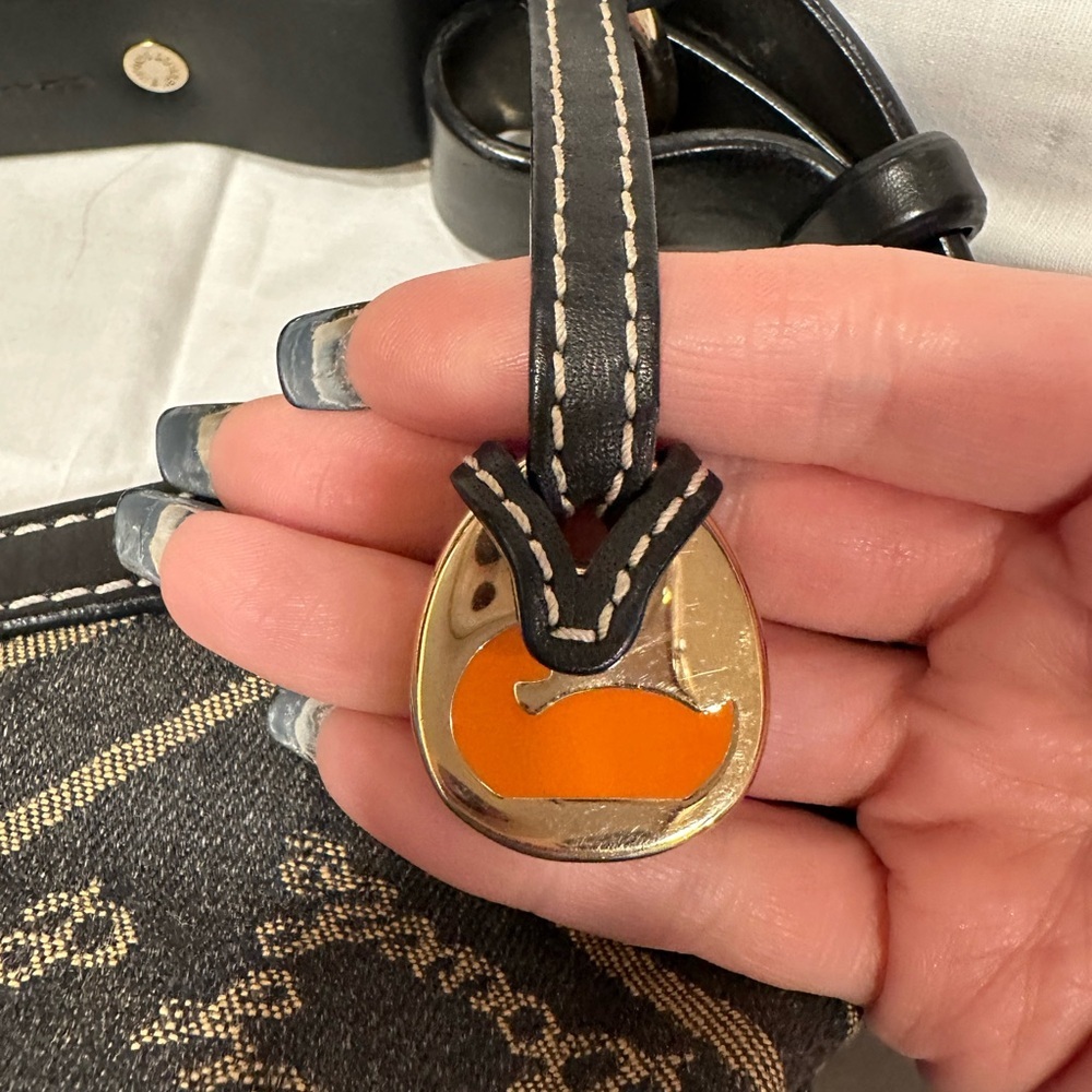 Dooney Bourke Denim Hearts Charcoal w/Gold Heart Signature Shoulder - NWOT​ - Picture 5 of 9